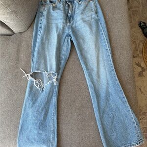 American Eagle Outfitters Light Blue Distressed Flare Jeans